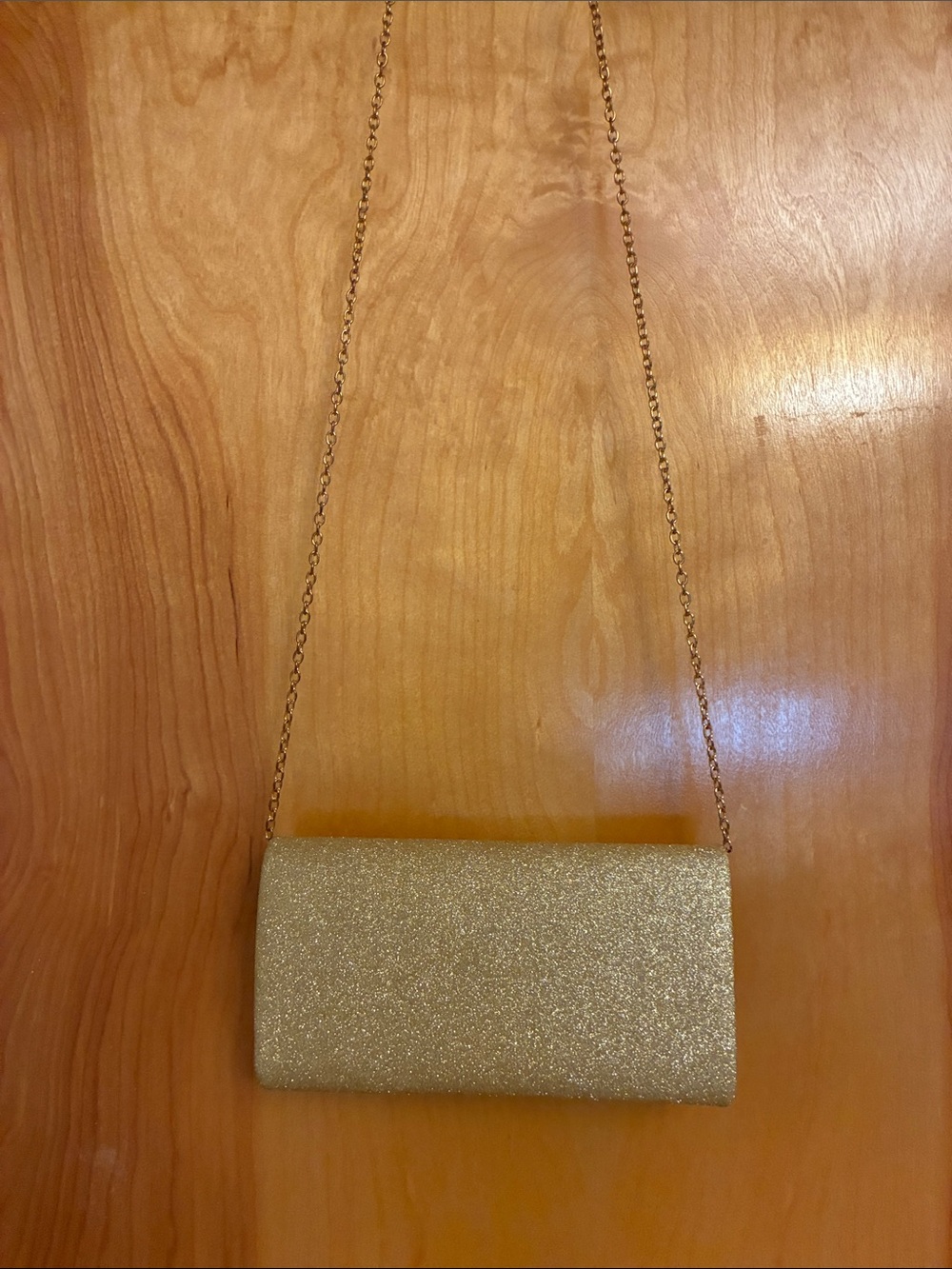 Gold Glitter Envelope Clutch with Detachable Chain Strap - Picture 2 of 6